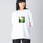 G7のショップの 幻想の森 グリーンウンダー アートプリント Big Long Sleeve T-Shirt