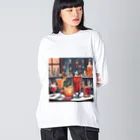 ReoReo-Artの冬のカクテルシリーズ ビッグシルエットロングスリーブTシャツ