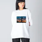 星のこどもたちの百日紅の夕景 ビッグシルエットロングスリーブTシャツ