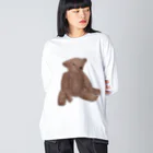 みにゆん　ねこのLovely bear。brown bear ビッグシルエットロングスリーブTシャツ