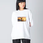 Welina_S-Artのサンセットチワワ ビッグシルエットロングスリーブTシャツ