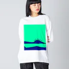 やさしい植木鉢屋さんのネコお尻ダチ_#1_背景 Big Long Sleeve T-Shirt