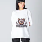 ガオのお店のかわいいヨークシャテリアのロゴ入りグッズ Big Long Sleeve T-Shirt