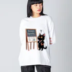 niko&PANDA shopのリーマン予想を解こうとしている猫の学者さん Big Long Sleeve T-Shirt