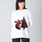 niko&PANDA shopのリスのクリスマス Big Long Sleeve T-Shirt