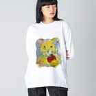 JIBUN SHOPの襲われるかもしれない。（見見知　歩歩子さん作） ビッグシルエットロングスリーブTシャツ