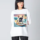 ChicCanvas Boutiqueの波乗り大好きフレンチブルドッグ Big Long Sleeve T-Shirt