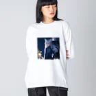 ZZRR12の「深夜の邂逅：猫耳の不思議な出会い」 Big Long Sleeve T-Shirt