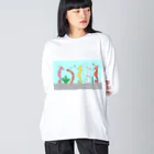 森図鑑の[森図鑑] 仲間に入れて（背景水色） Big Long Sleeve T-Shirt