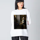 世界美術商店の天秤を持つ女 / Woman Holding a Balance ビッグシルエットロングスリーブTシャツ