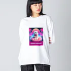 Association Against Mirroring SelfiesのSynthwave_cats ビッグシルエットロングスリーブTシャツ