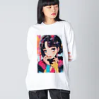 80s pop anime artのキュートな9 0 sアニメスタイル ビッグシルエットロングスリーブTシャツ