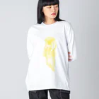 ペッチャリーノ・ヘチマチョフのスタンディング☆ネコ (yellow) ビッグシルエットロングスリーブTシャツ