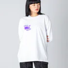 推しごとroomの推しカツちゃんパープル ビッグシルエットロングスリーブTシャツ