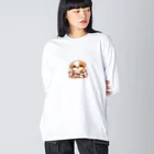 mitsu5872のわんぱく子犬とやさしいママ ビッグシルエットロングスリーブTシャツ