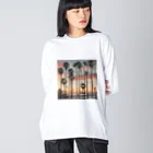 サーフサイドファッションのサンセットビーチパーム Big Long Sleeve T-Shirt