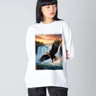 CHIKUSHOのナイアガラの滝と大鷲 Big Long Sleeve T-Shirt