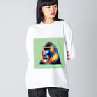 ippofumiのカラフルなマンドリルのドット絵 Big Long Sleeve T-Shirt