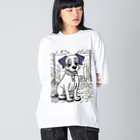 Paonのズーの犬の絵 ビッグシルエットロングスリーブTシャツ