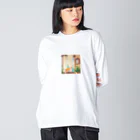 wtr3045のカーテンで遊んでいる猫 Big Long Sleeve T-Shirt