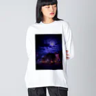 華の蒼い夜に ビッグシルエットロングスリーブTシャツ