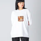 星パンダショップのほんよみかんねこ ビッグシルエットロングスリーブTシャツ