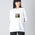 Happy Shopの可愛い猫キラキラ Big Long Sleeve T-Shirt