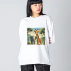 Happy Shopのゾウとキリン① Big Long Sleeve T-Shirt