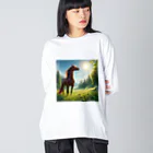 のんきさんの太陽と馬 Big Long Sleeve T-Shirt