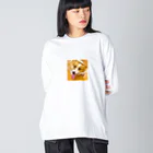 "Canvas Harmony"の笑顔溢れるコーギー、あおくん ビッグシルエットロングスリーブTシャツ