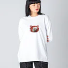 kiryu-mai創造設計のいちごねこ ビッグシルエットロングスリーブTシャツ