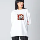 kiryu-mai創造設計のいちごねこ・スクエア ビッグシルエットロングスリーブTシャツ