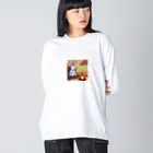 tatsuya1007の焚火をしているウサギ ビッグシルエットロングスリーブTシャツ