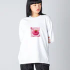 amxafukのピンクストロベリーかわいいプリン ビッグシルエットロングスリーブTシャツ