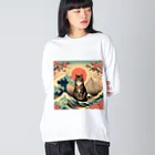 ParadigmStar　パラダイムスターの浮世絵波富士猫 Big Long Sleeve T-Shirt