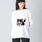 NyanClosetのお魚くわえて走る猫です。 ビッグシルエットロングスリーブTシャツ