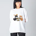 柴犬×ニシアフ の柴犬ニシアフ ビッグシルエットロングスリーブTシャツ