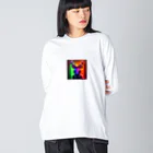 北の動物達と日常風景のポップなエゾシカ Big Long Sleeve T-Shirt