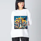 Dexsterの過去の未来観　retro-futurism design01 ビッグシルエットロングスリーブTシャツ