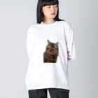 猫ミームグッズの【猫ミーム】叱られる猫 Big Long Sleeve T-Shirt