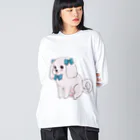 我楽汰倉庫_第二支部(犬)のおしゃれなマルチーズ ビッグシルエットロングスリーブTシャツ