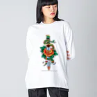 ファンシーTシャツ屋の蛇と薔薇のダガータトゥーデザイン Big Long Sleeve T-Shirt