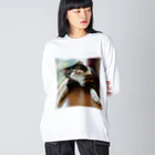 【公式】コンプレックス屋さんのデブが着る前から伸びている：猫ver Big Long Sleeve T-Shirt