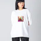 hibiscus_7のカラフルハムスター ビッグシルエットロングスリーブTシャツ