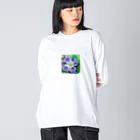 noaru633のドット絵のヒルガオ ビッグシルエットロングスリーブTシャツ