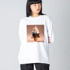 mogmogokawaryのチョコソフトくん ビッグシルエットロングスリーブTシャツ