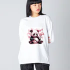 waterpandaのパンダと桜 ビッグシルエットロングスリーブTシャツ