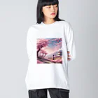 Y.Maeの舞い散る桜 ビッグシルエットロングスリーブTシャツ