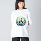 waterpandaの水辺のパンダ ビッグシルエットロングスリーブTシャツ