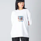 こんこん𝕏🐳のスキー×きつね ビッグシルエットロングスリーブTシャツ